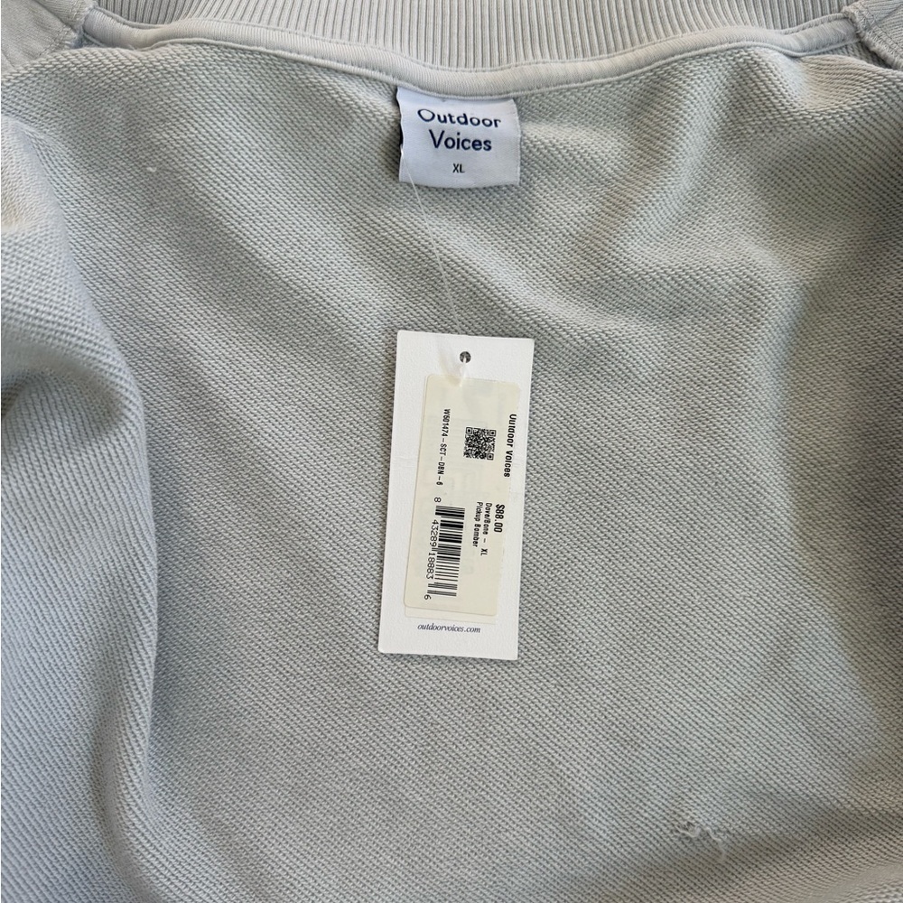 BNWT Outdoor Voices Light Blue and Cream Bomber Jacket small hole in back - Picture 4 of 8